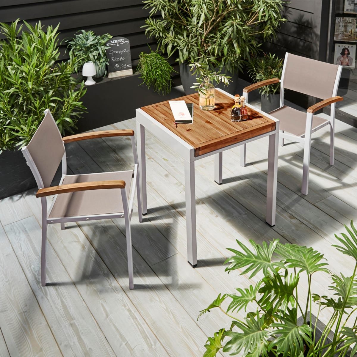 Outdoor-Stuhl-Set, 2-tlg., stapelbar Capri – Schneider Gartenstühle 2 