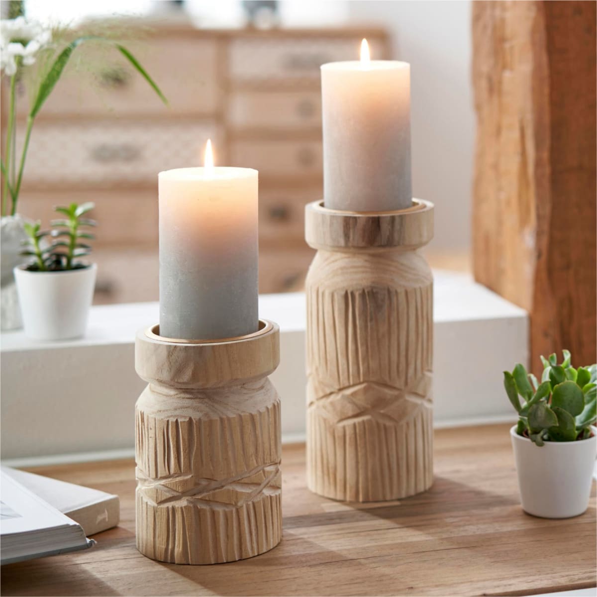 2-tlg. für Schneider Laura – | Kerzenhalter-Set, Stumpenkerzen