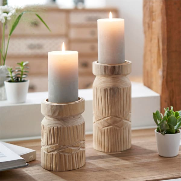 Stumpenkerzen Kerzenhalter-Set, 2-tlg. – für | Schneider Laura