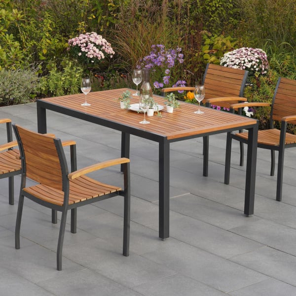 Outdoor-Möbelset-5tlg-Tisch-150x90-Santorin-Aluminium-Akazie-Inszeniert-1