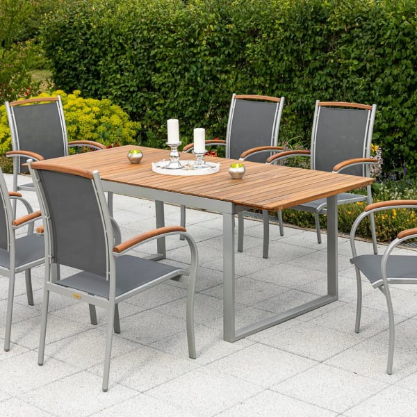 Outdoor-Möbelset-7tlg.-Tisch-150-(200)-x-90-Siena-Aluminium-Akazie-Textil-Inszeniert-2