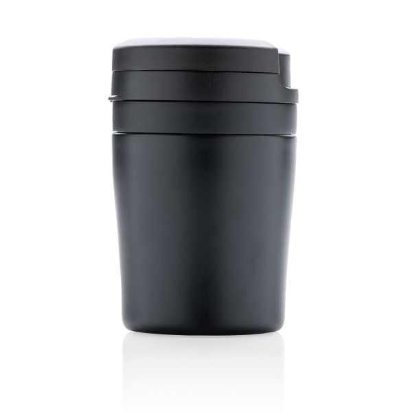 Coffee-to-go-Tasse-less-is-more-Schwarz-Metall-Frontansicht-3