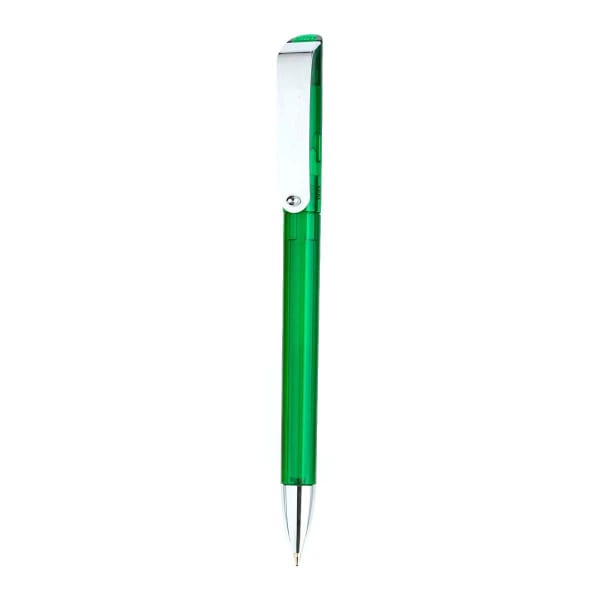 Kugelschreiber-Glossy-Transparent-blau-Grün-Kunststoff-Frontansicht-1