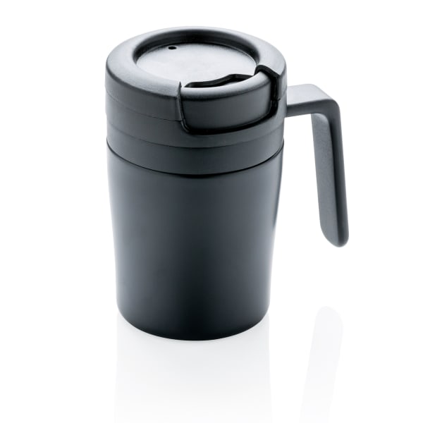 Coffee-to-go-Tasse-less-is-more-Schwarz-Metall-Frontansicht-1