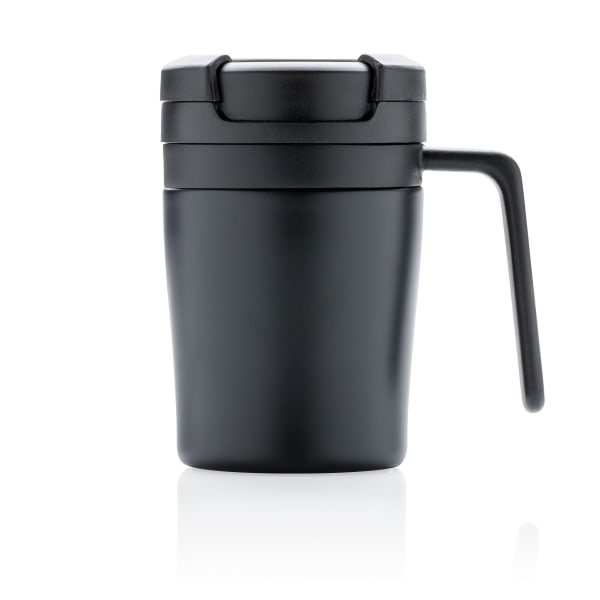 Coffee-to-go-Tasse-less-is-more-Schwarz-Metall-Frontansicht-2