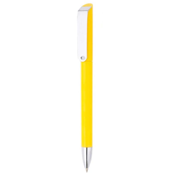 Kugelschreiber-Glossy-blau-Gelb-Kunststoff-Frontansicht-1