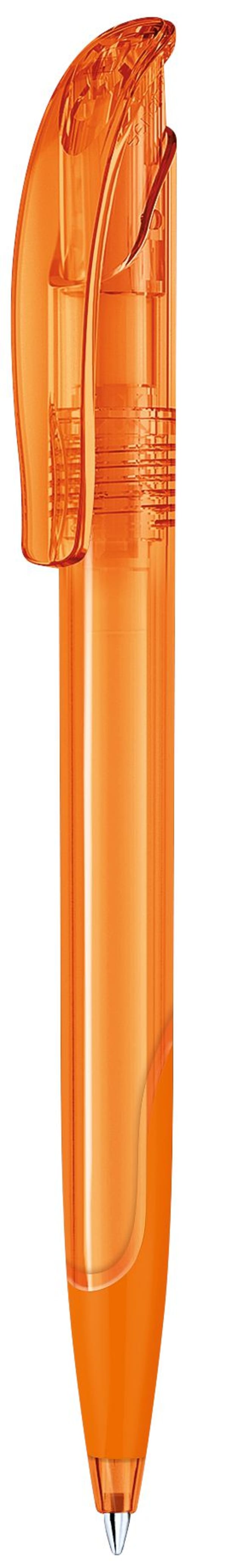 Kugelschreiber-Challenger-Clear-SG-blau-dokumentenecht-Orange-Kunststoff-Frontansicht-1