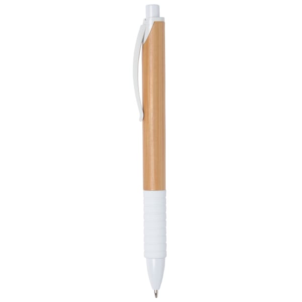 Kugelschreiber-Bamboo-Rubber-blau-Weiß-Bambus-Frontansicht-1