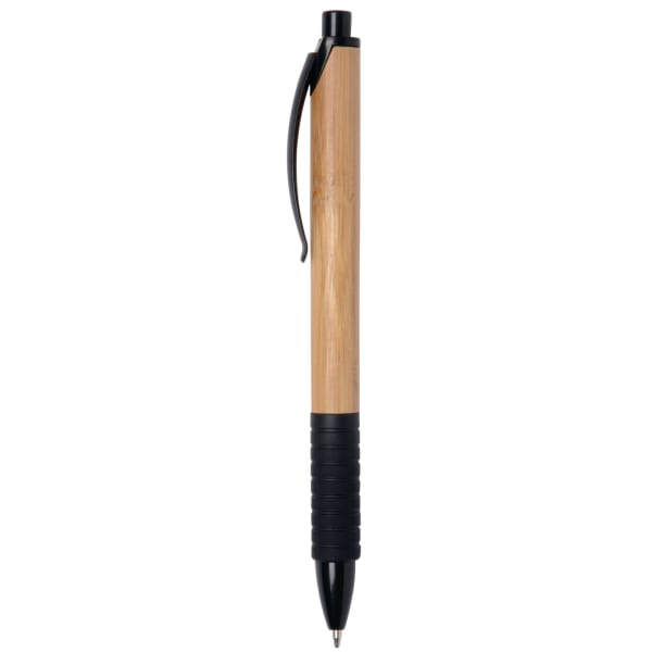 Kugelschreiber-Bamboo-Rubber-blau-Schwarz-Bambus-Frontansicht-1