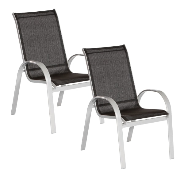 Outdoor-Stuhl-Set-2-tlg.-Futura-Schwarz-Metall-Polyester-Frontansicht-1