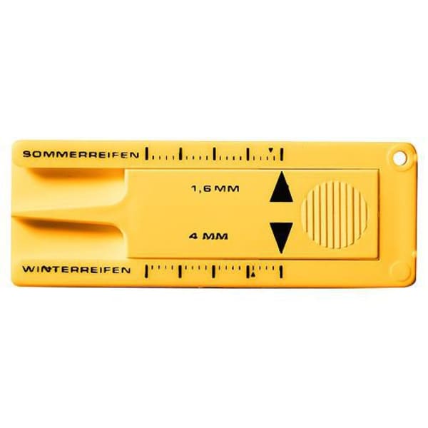 Schlüsselanhänger-Reifenprofilmesser-Gelb-Kunststoff-Frontansicht-1