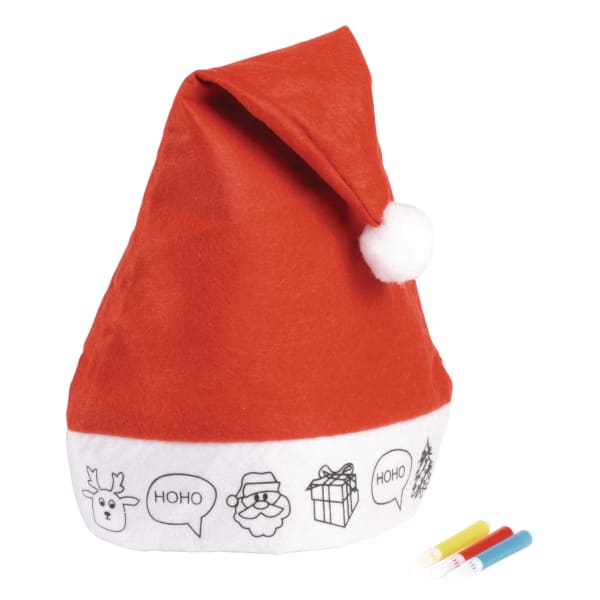 Bemalbare-Weihnachtsmütze-Colourful-Hat-Rot-Polyester-Frontansicht-1