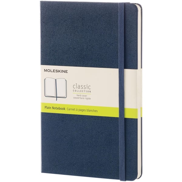 Notizbuch-Hardcover-L-Classic-Blau-Lederimitat-Frontansicht-1
