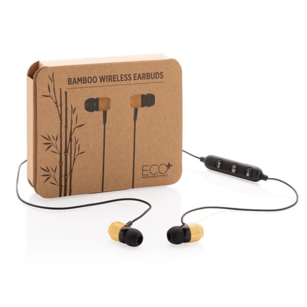 Wireless-Ohrhörer-Bambus-Schwarz-Frontansicht-6