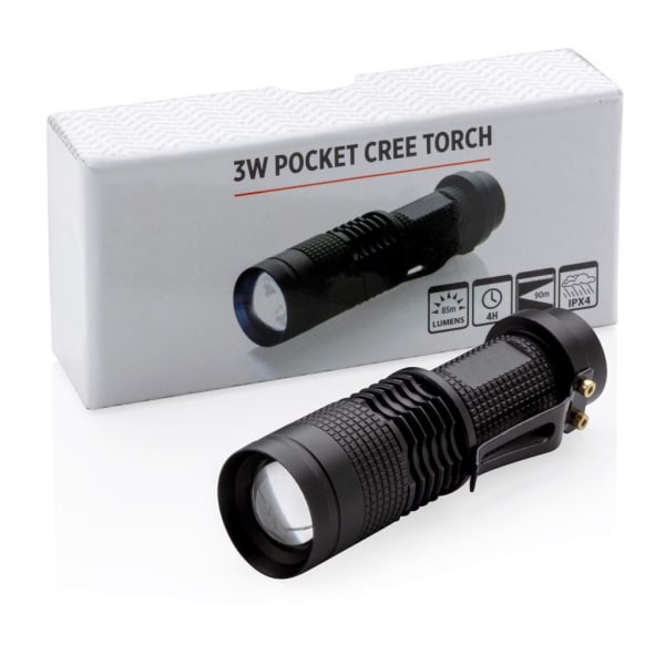 Taschenlampe-Cree-kompakt-3W-Schwarz-Metall-Frontansicht-6
