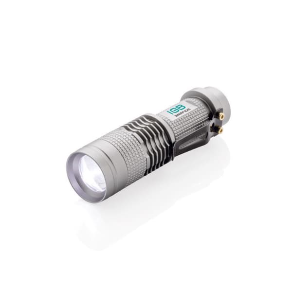 Taschenlampe-Cree-kompakt-3W-Grau-Metall-Frontansicht-5