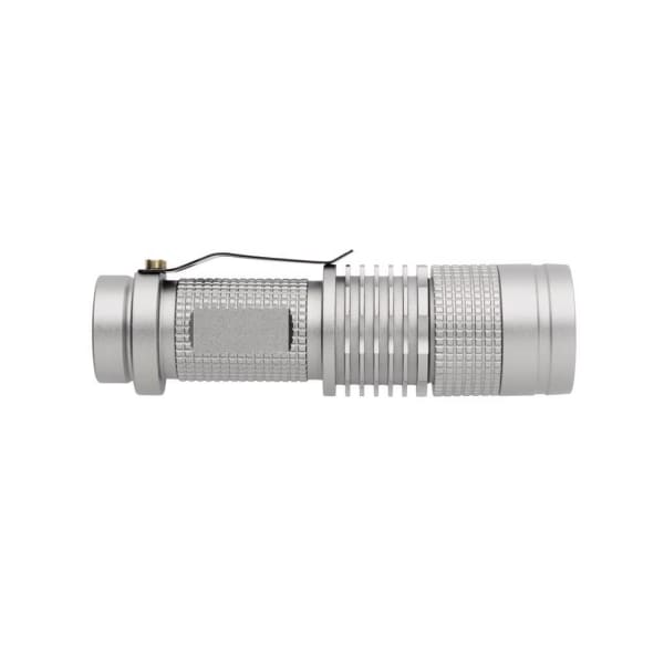 Taschenlampe-Cree-kompakt-3W-Grau-Metall-Frontansicht-4