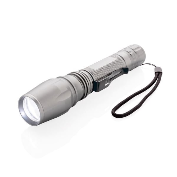 Taschenlampe-10-W-Cree-Grau-Metall-Frontansicht-1