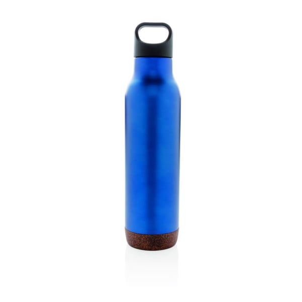 Isolierflasche-Kork-Blau-Metall-Kunststoff-Frontansicht-2