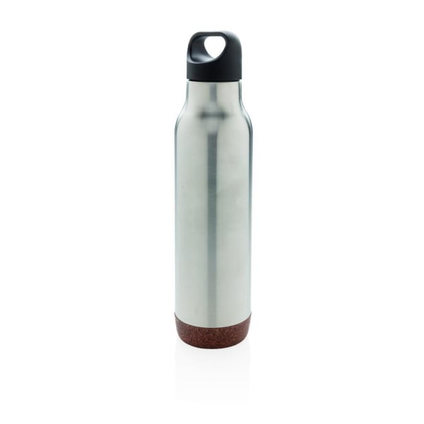 Isolierflasche-Kork-Grau-Metall-Kunststoff-Frontansicht-1
