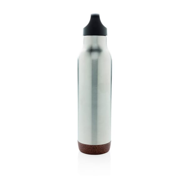 Isolierflasche-Kork-Grau-Metall-Kunststoff-Frontansicht-3