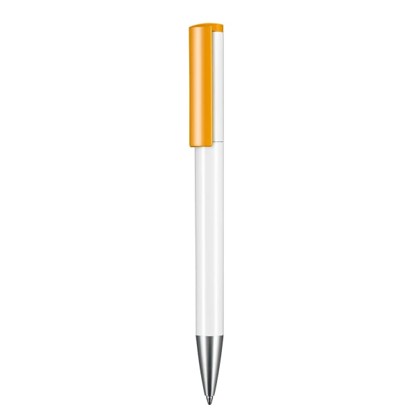 Kugelschreiber-Lift-White-blau-dokumentenecht-Kunststoffgroßraummine-Orange-Kunststoff-Frontansicht-1