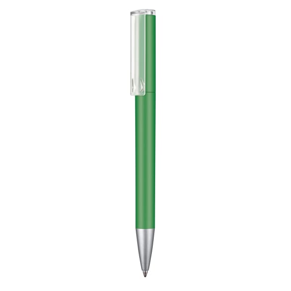 Kugelschreiber-Lift-Soft-blau-dokumentenecht-Kunststoffgroßraummine-Grün-Kunststoff-Frontansicht-1
