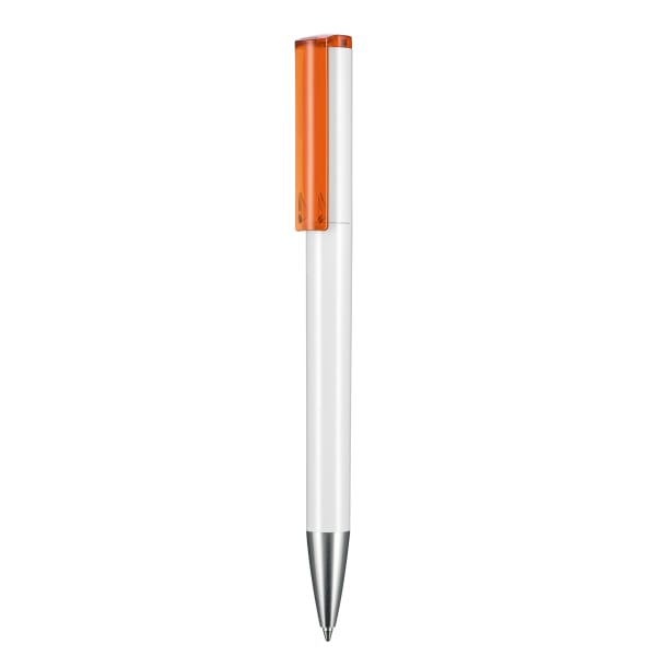 Kugelschreiber-Lift-ST-White-blau-dokumentenecht-Kunststoffgroßraummine-Orange-Kunststoff-Frontansicht-1