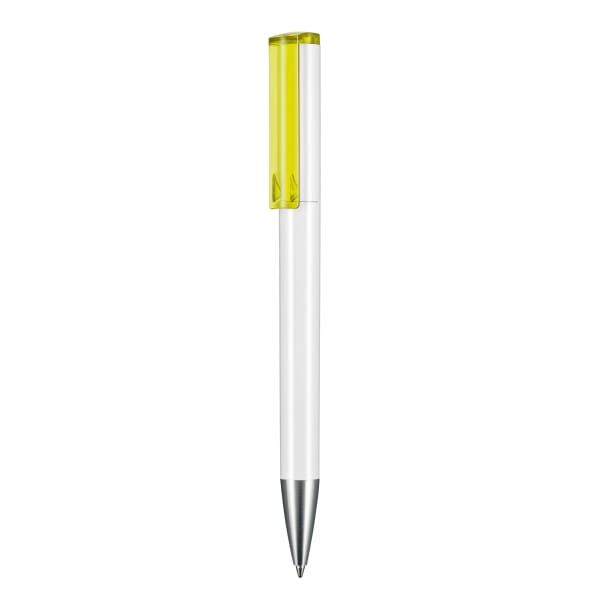Kugelschreiber-Lift-ST-White-blau-dokumentenecht-Kunststoffgroßraummine-Gelb-Kunststoff-Frontansicht-1