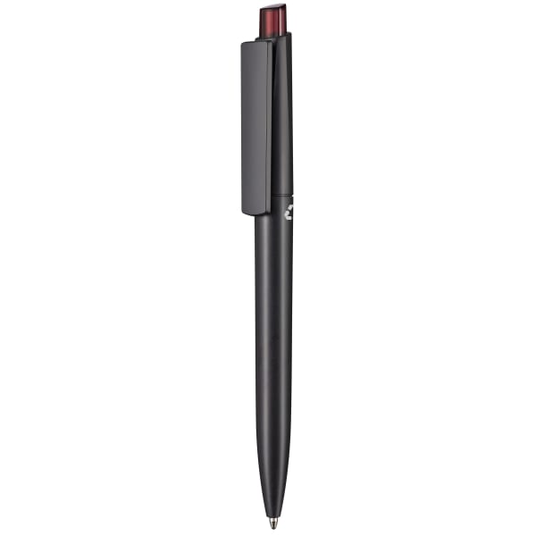Kugelschreiber-Crest-Recycled-Black-blau-dokumentenecht-Kunststoffgroßraummine-Rot-recycelter-Kunststoff-Frontansicht-1