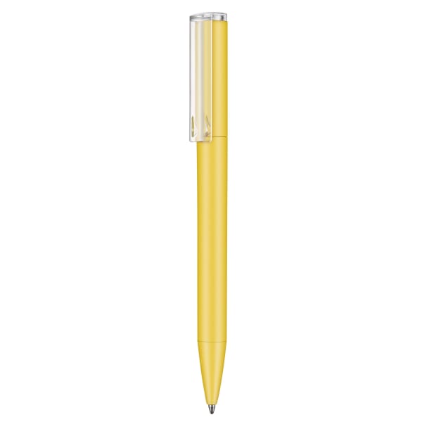 Kugelschreiber-Lift-Soft-P-blau-dokumentenecht-Kunststoffgroßraummine-Gelb-Kunststoff-Frontansicht-1