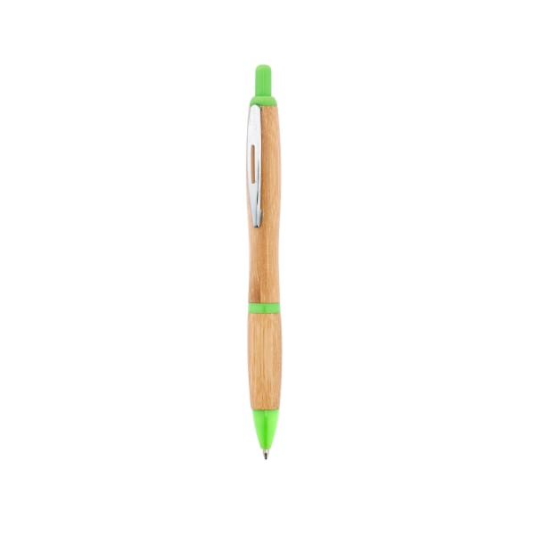 Kugelschreiber-Cuba-Bambus-blau-Kunststoffgroßraummine-Grün-Bambus-Frontansicht-1