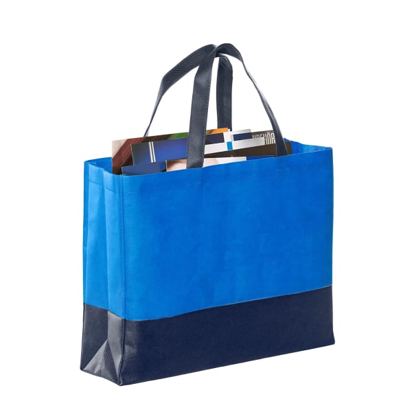 Einkaufstasche-zweifarbig-bedruckbar-Blau-Non-Woven-Frontansicht-1