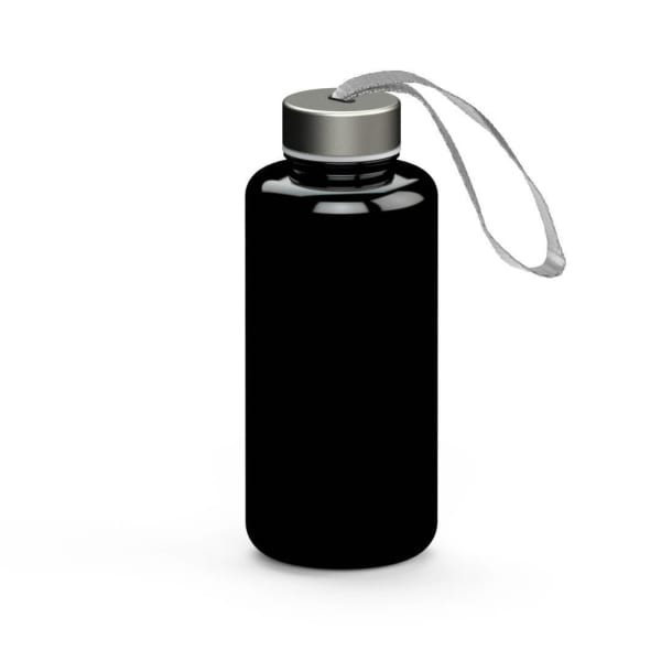 Trinkflasche-Pure-Colour-Schwarz-Kunststoff-Frontansicht-1