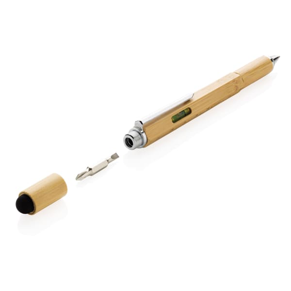 5-in-1-Tool-Stift-Bambus-Braun-Frontansicht-2