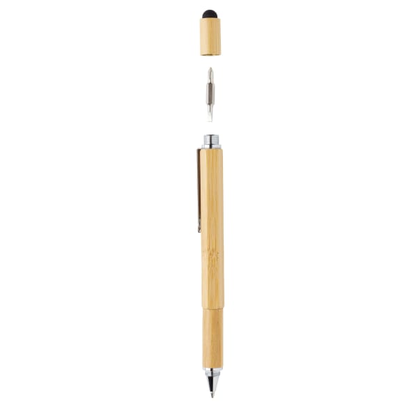 5-in-1-Tool-Stift-Bambus-Braun-Frontansicht-7
