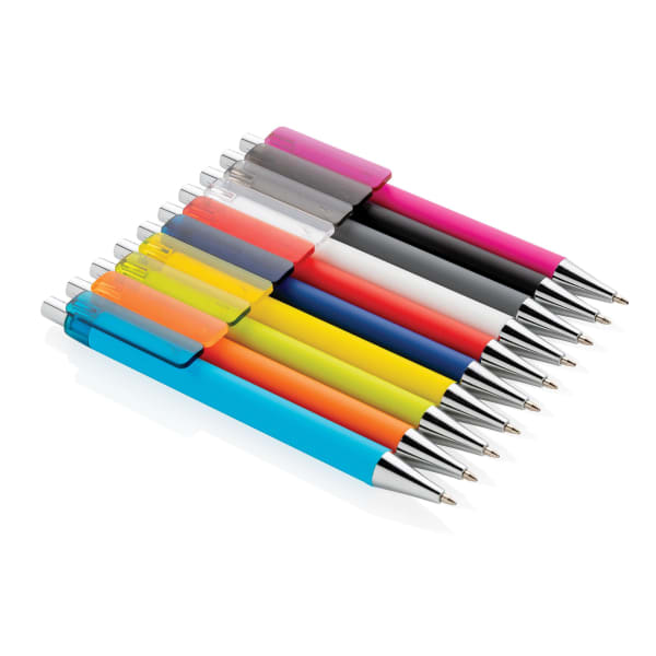 Kugelschreiber-X8-Smooth-Touch-blau-Pink-Kunststoff-Frontansicht-10