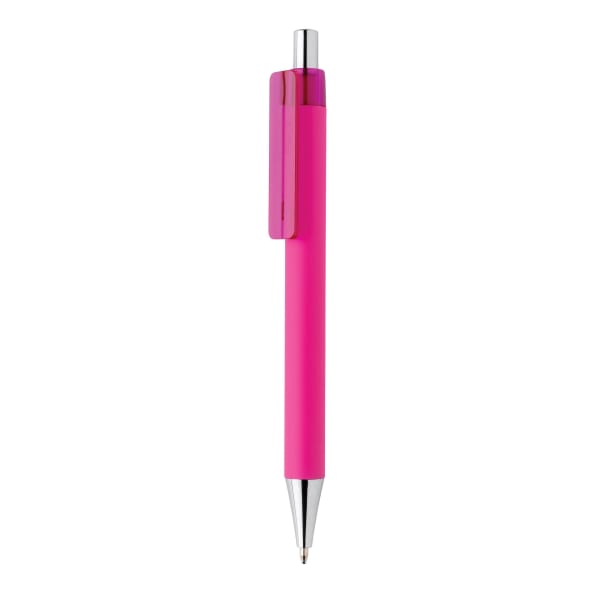 Kugelschreiber-X8-Smooth-Touch-blau-Pink-Kunststoff-Frontansicht-1