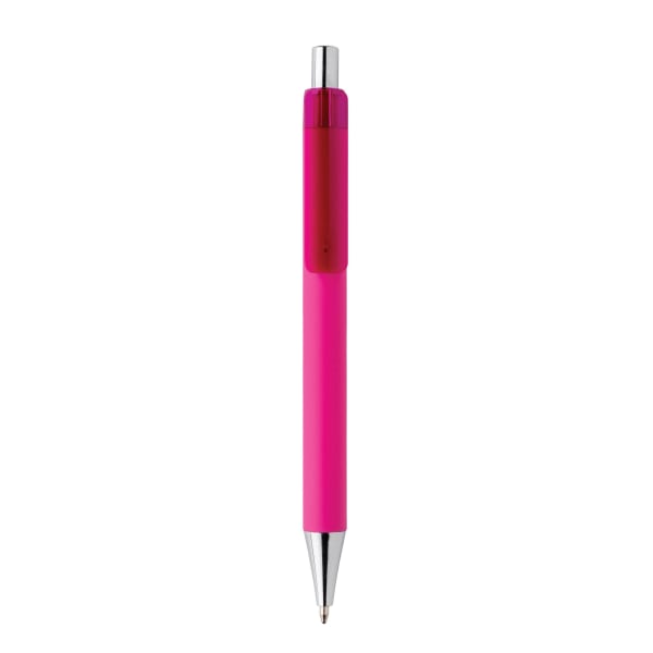 Kugelschreiber-X8-Smooth-Touch-blau-Pink-Kunststoff-Frontansicht-2