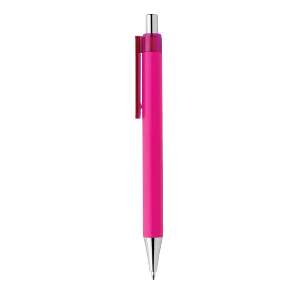 Kugelschreiber-X8-Smooth-Touch-blau-Pink-Kunststoff-Frontansicht-3