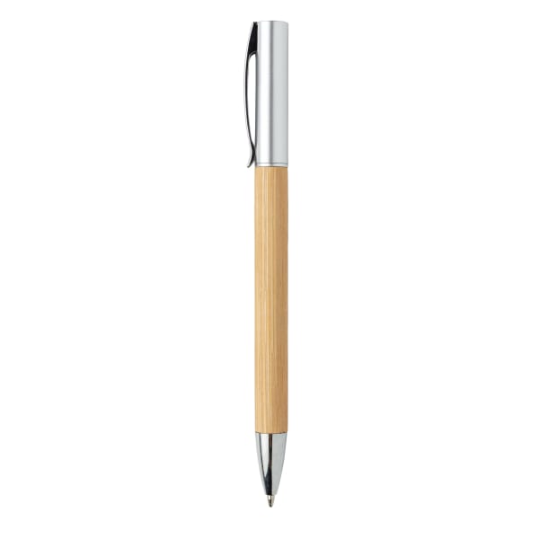 Kugelschreiber-Bambus-Nature-blau-Braun-Frontansicht-2