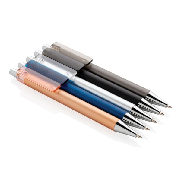 Kugelschreiber-X8-Metallic-blau-Grau-Kunststoff-Frontansicht-10