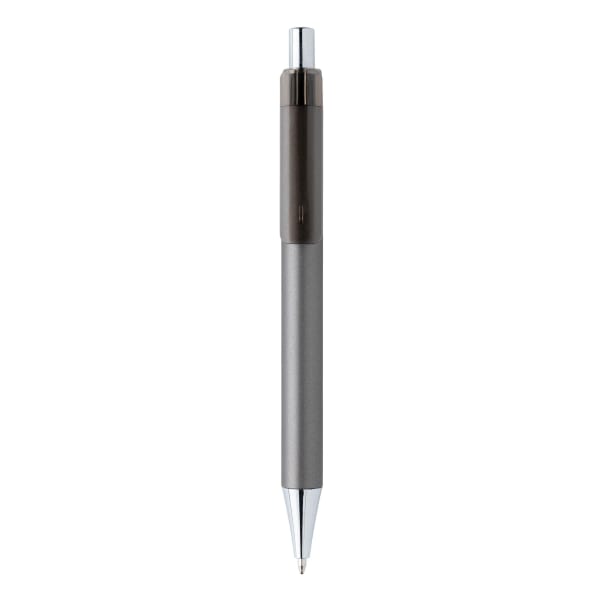 Kugelschreiber-X8-Metallic-blau-Grau-Kunststoff-Frontansicht-2