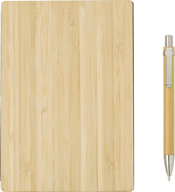 Bambus-Notizbuch-mit-Kugelschreiber-Ariella-Braun-Frontansicht-6