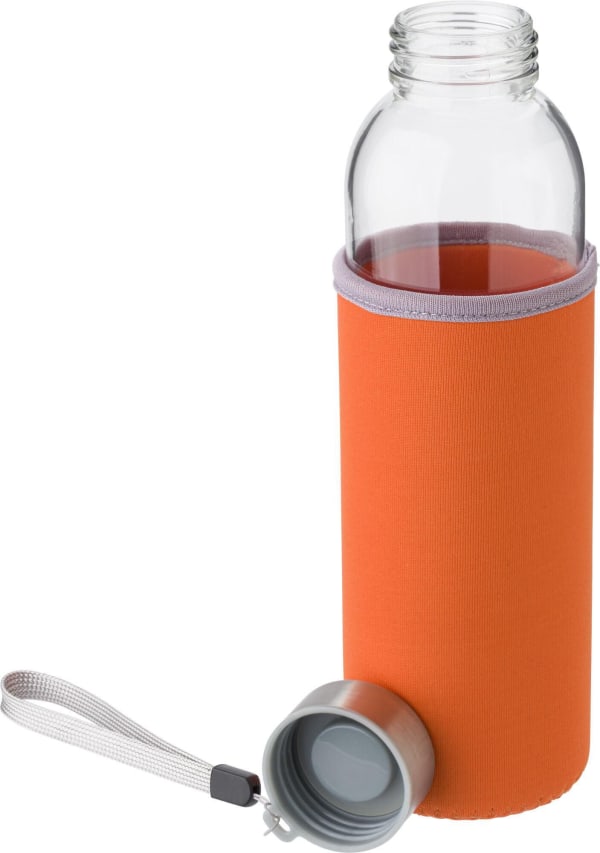 Glasflasche-mit-Neoprenhülle-Neo-Orange-Frontansicht-2