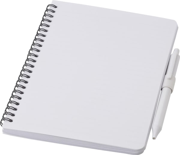 Notizbuch-mit-Kugelschreiber-Antibakteriell-Weiß-Frontansicht-1