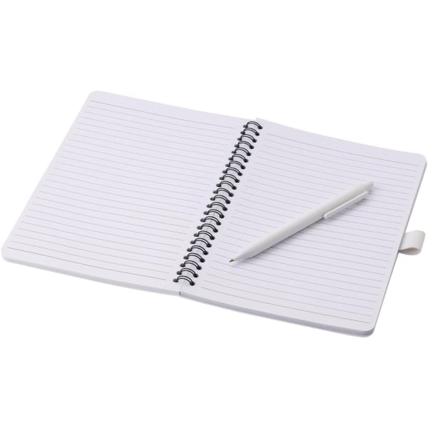 Notizbuch-mit-Kugelschreiber-Antibakteriell-Weiß-Frontansicht-3