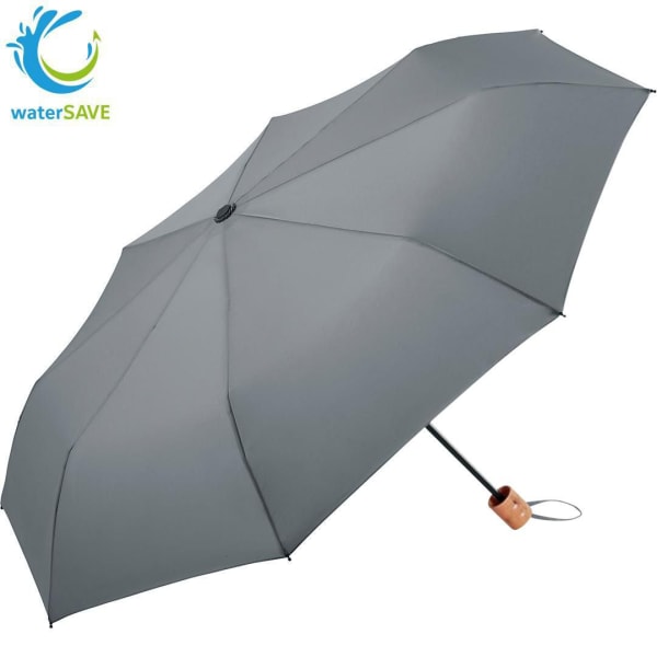 Mini-Taschenschirm-ÖkoBrella-Shopping-Grau-recycelt-&-waterSAVE®-Polyester-Frontansicht-1