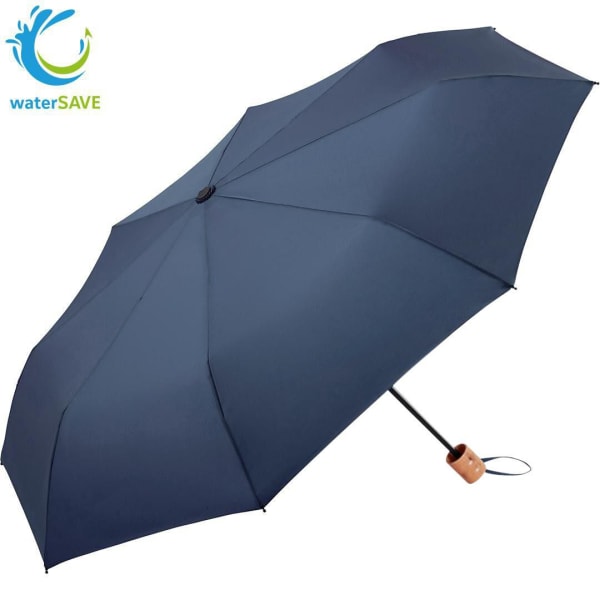 Mini-Taschenschirm-ÖkoBrella-Shopping-Blau-recycelt-&-waterSAVE®-Polyester-Frontansicht-1