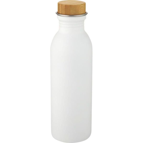 Sportflasche-Kalix-Weiß-Edelstahl-Bambusholz-Silikon-Kunststoff-Frontansicht-1
